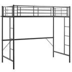 Lit mezzanine complet Karl Home avec escalier, lit superposé individuel en métal avec barrières de sécurité et 2 échelles latérales, pas besoin de sommier tapissier