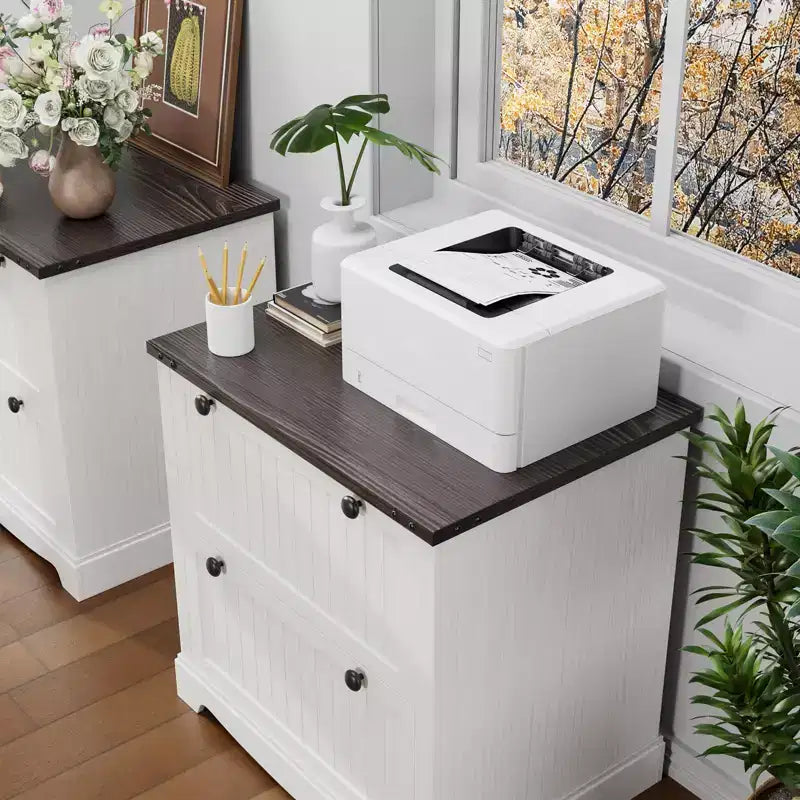 Meuble Classeur de Ferme avec 2 Tiroirs, Armoire de Rangement Rustique pour Bureau à Domicile, Documents de Taille A4/Lettre/Légal