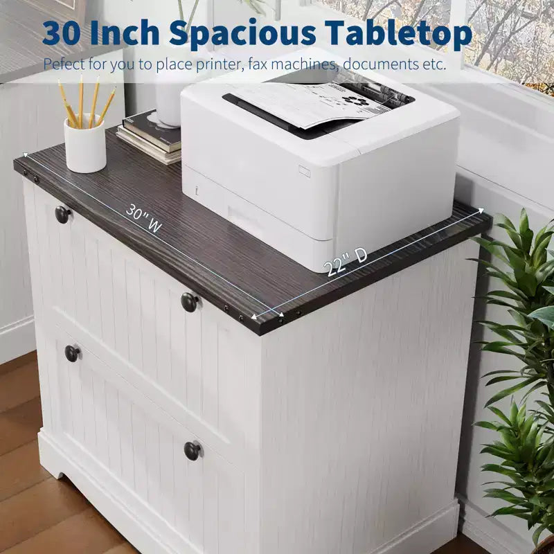Meuble Classeur de Ferme avec 2 Tiroirs, Armoire de Rangement Rustique pour Bureau à Domicile, Documents de Taille A4/Lettre/Légal