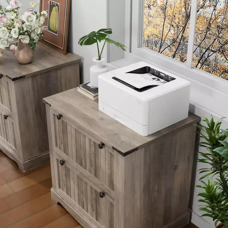 Meuble Classeur de Ferme avec 2 Tiroirs, Armoire de Rangement Rustique pour Bureau à Domicile, Documents de Taille A4/Lettre/Légal
