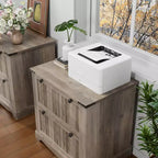 Meuble Classeur de Ferme avec 2 Tiroirs, Armoire de Rangement Rustique pour Bureau à Domicile, Documents de Taille A4/Lettre/Légal