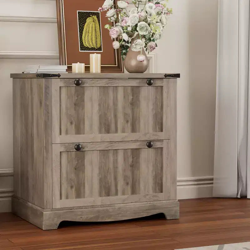 Meuble Classeur de Ferme avec 2 Tiroirs, Armoire de Rangement Rustique pour Bureau à Domicile, Documents de Taille A4/Lettre/Légal