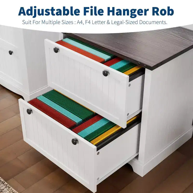 Meuble Classeur de Ferme avec 2 Tiroirs, Armoire de Rangement Rustique pour Bureau à Domicile, Documents de Taille A4/Lettre/Légal