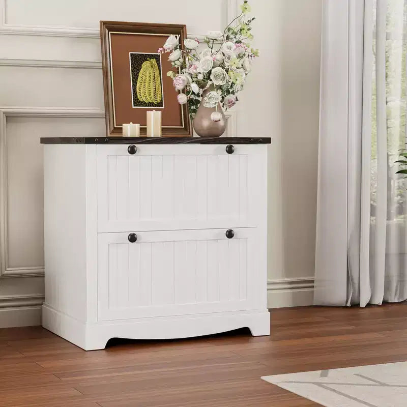 Farmhouse File Cabinet with 2 Drawers, Rustic Storage Cabinet for Home Office, A4/Letter/Legal Size Documents