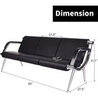 3-Seat Office Reception Waiting Room Chairs - Guest & Reception Chairs, Black