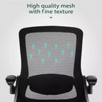 Chaise de bureau ergonomique à dossier haut en maille, Chaise pivotante réglable en hauteur avec accoudoirs relevables, Noir