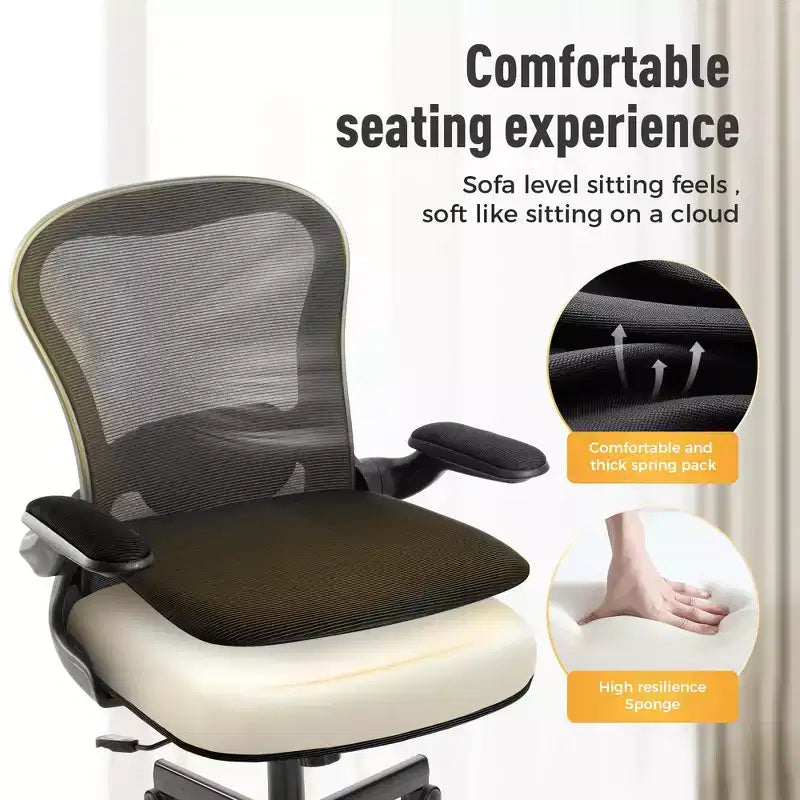Chaise de bureau ergonomique à dossier haut en maille, Chaise pivotante réglable en hauteur avec accoudoirs relevables, Noir