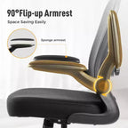 Chaise de bureau ergonomique à dossier haut en maille, Chaise pivotante réglable en hauteur avec accoudoirs relevables, Noir