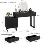 COZONY Coiffeuse avec miroir et lumières, Petite table de maquillage avec tiroirs, Coiffeuse moderne avec 3 couleurs de luminosité réglable pour chambre à coucher