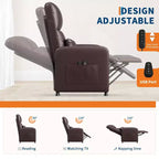 Fauteuil Inclinable Électrique, Fauteuil Relaxation Électrique Réglable Ergonomique en Cuir PU Sur-rembourré, Dossier Haut, Siège Rembourré, Siège de Cinéma Maison