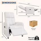 Fauteuil Inclinable Électrique, Fauteuil Relaxation Électrique Réglable Ergonomique en Cuir PU Sur-rembourré, Dossier Haut, Siège Rembourré, Siège de Cinéma Maison