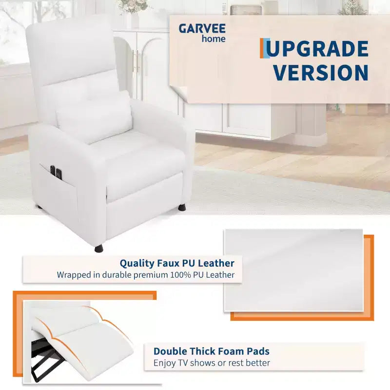 Fauteuil Inclinable Électrique, Fauteuil Relaxation Électrique Réglable Ergonomique en Cuir PU Sur-rembourré, Dossier Haut, Siège Rembourré, Siège de Cinéma Maison