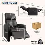 Fauteuil Inclinable Électrique, Fauteuil Relaxation Électrique Réglable Ergonomique en Cuir PU Sur-rembourré, Dossier Haut, Siège Rembourré, Siège de Cinéma Maison