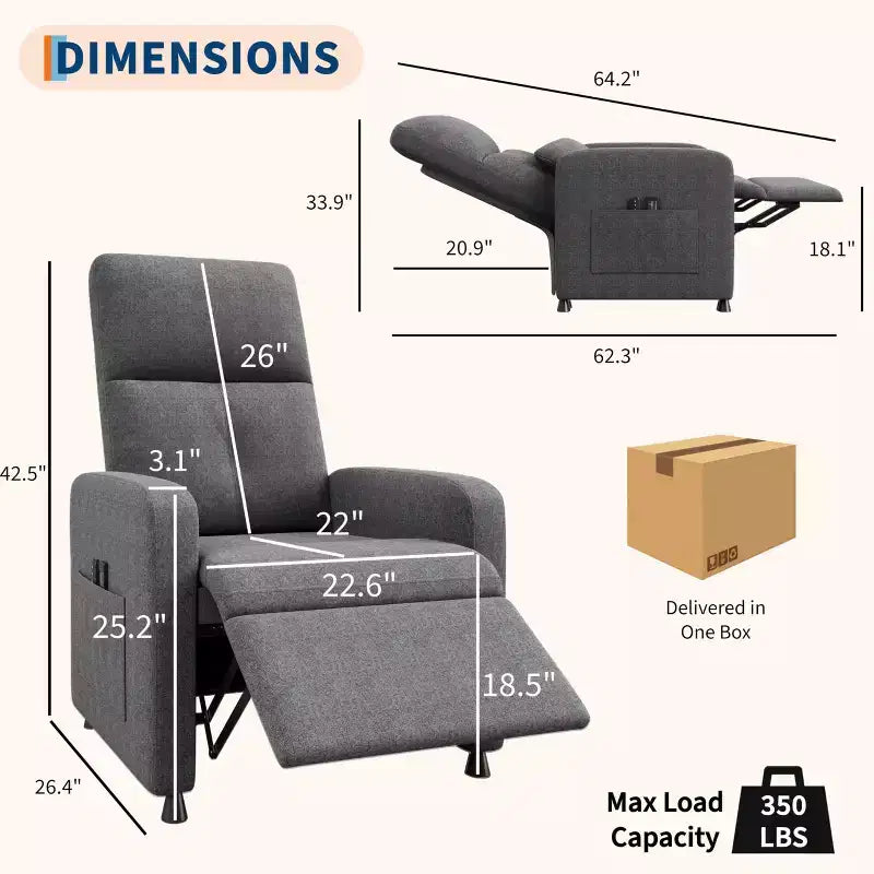Fauteuil inclinable électrique, fauteuil inclinable électrique réglable, canapé simple ergonomique surdimensionné, dossier haut, siège rembourré, siège de cinéma maison pour salon