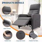Fauteuil inclinable électrique, fauteuil inclinable électrique réglable, canapé simple ergonomique surdimensionné, dossier haut, siège rembourré, siège de cinéma maison pour salon