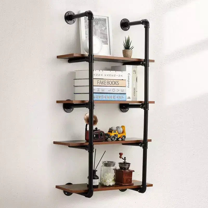 Étagères murales de tuyaux industriels, étagères flottantes métalliques de 76 cm, étagères en bois véritable style Steampunk