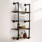 Étagères murales de tuyaux industriels, étagères flottantes métalliques de 76 cm, étagères en bois véritable style Steampunk