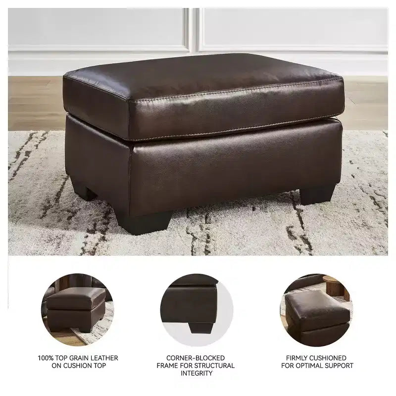 Pouf en cuir marron foncé Santorine de Signature Design by Ashley