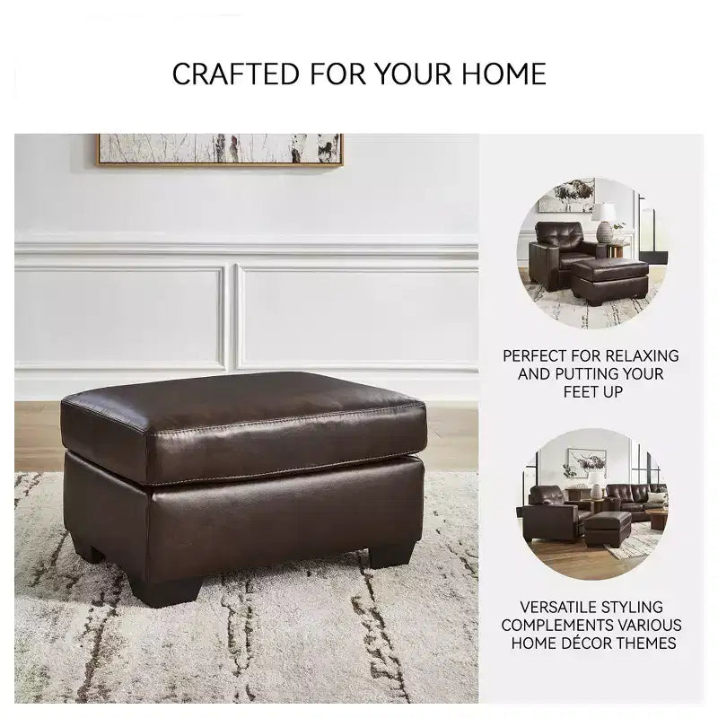 Pouf en cuir marron foncé Santorine de Signature Design by Ashley