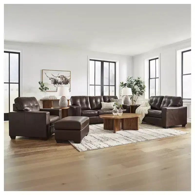Pouf en cuir marron foncé Santorine de Signature Design by Ashley