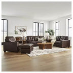 Pouf en cuir marron foncé Santorine de Signature Design by Ashley