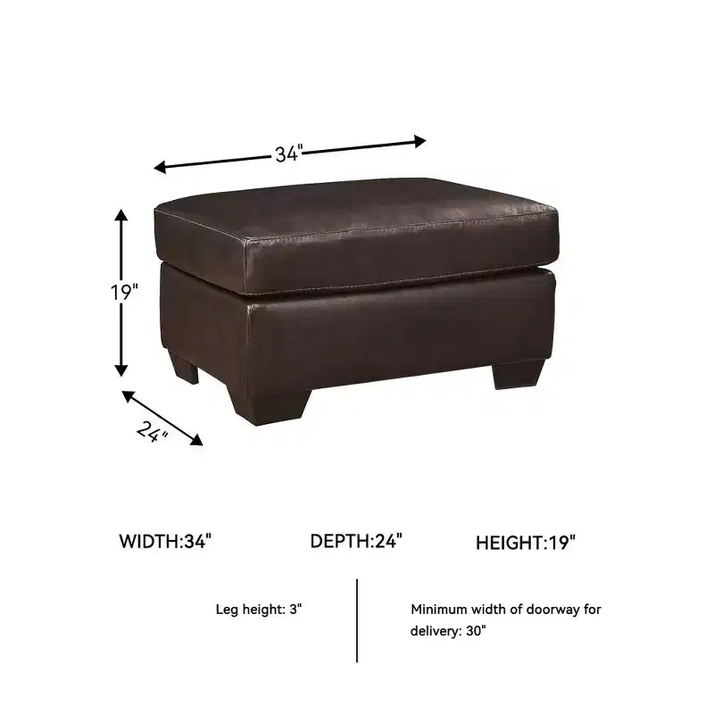 Pouf en cuir marron foncé Santorine de Signature Design by Ashley