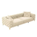Canapé convertible 3-en-1 Whisen 97.7, assise profonde 28.4 avec capitonnage, 4 places avec pouf