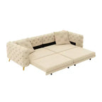 Canapé convertible 3-en-1 Whisen 97.7, assise profonde 28.4 avec capitonnage, 4 places avec pouf