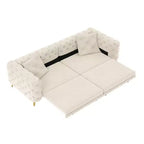 Canapé convertible 3-en-1 Whisen 97.7, assise profonde 28.4 avec capitonnage, 4 places avec pouf