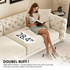 Canapé convertible 3-en-1 Whisen 97.7, assise profonde 28.4 avec capitonnage, 4 places avec pouf