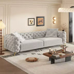 Canapé convertible 3-en-1 Whisen 97.7, assise profonde 28.4 avec capitonnage, 4 places avec pouf