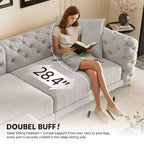 Canapé convertible 3-en-1 Whisen 97.7, assise profonde 28.4 avec capitonnage, 4 places avec pouf