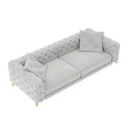 Canapé convertible 3-en-1 Whisen 97.7, assise profonde 28.4 avec capitonnage, 4 places avec pouf