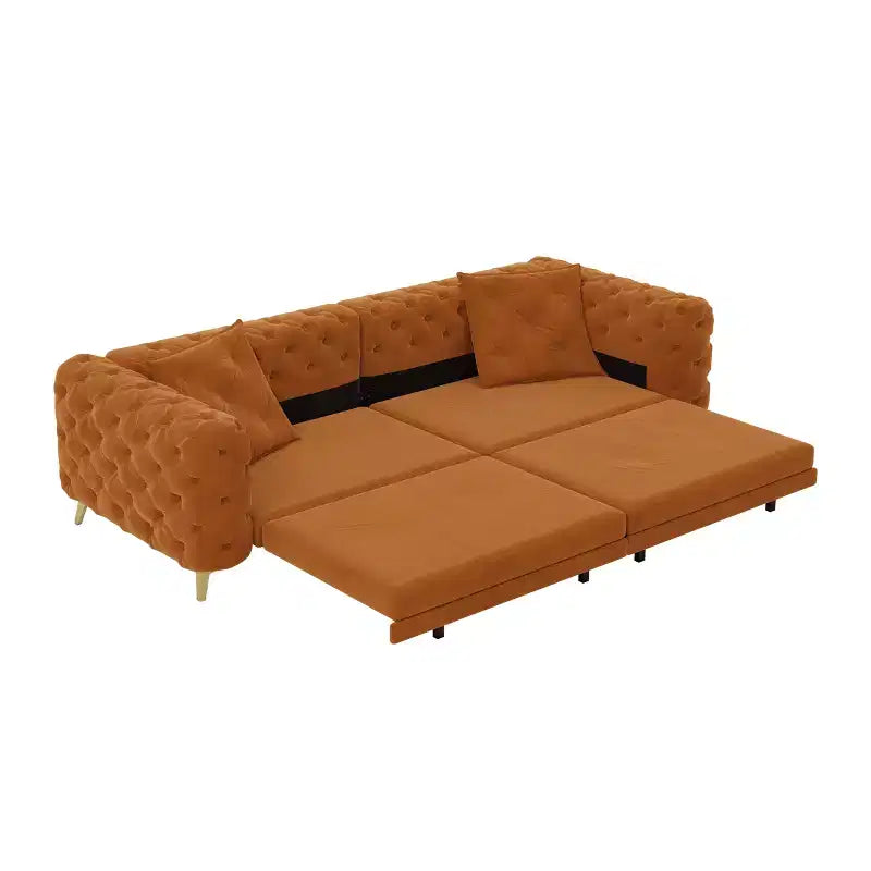 Canapé convertible 3-en-1 Whisen 97.7, assise profonde 28.4 avec capitonnage, 4 places avec pouf
