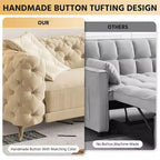 Canapé convertible 3-en-1 Whisen 97.7, assise profonde 28.4 avec capitonnage, 4 places avec pouf