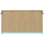ModernLuxe Lit escamotable double XL, cadre de lit mural, lit d'armoire en bois avec lumière LED, naturel