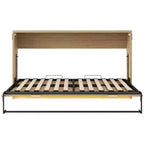 ModernLuxe Lit escamotable double XL, cadre de lit mural, lit d'armoire en bois avec lumière LED, naturel