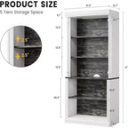 Bibliothèque de 180 cm avec étagères réglables, armoire de rangement à 5 niveaux en bois style ferme avec dispositif anti-basculement pour salon et bureau