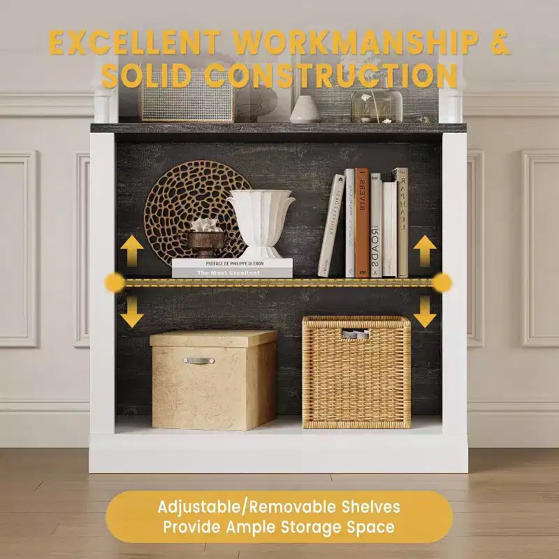 Bibliothèque de 180 cm avec étagères réglables, armoire de rangement à 5 niveaux en bois style ferme avec dispositif anti-basculement pour salon et bureau