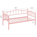 Lit de jour métallique double, Canapé-lits avec support et tête de lit en lattes d'acier, Peu encombrant, Aucun sommier tapissier requis, pour Appartement, Salon, Petits espaces