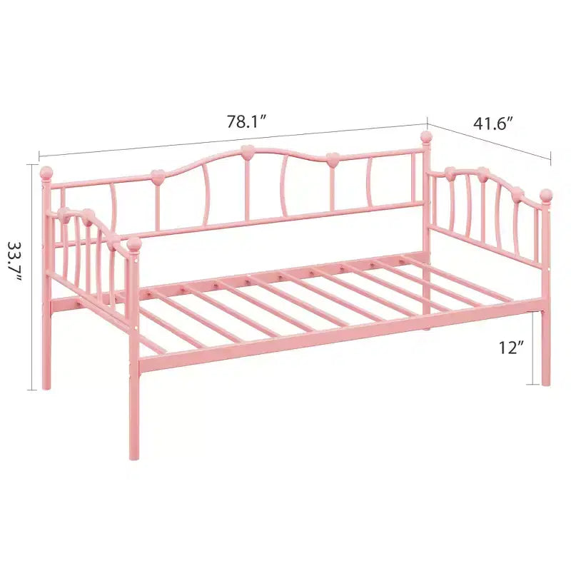 Lit de jour métallique double, Canapé-lits avec support et tête de lit en lattes d'acier, Peu encombrant, Aucun sommier tapissier requis, pour Appartement, Salon, Petits espaces