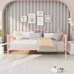 Lit de jour métallique double, Canapé-lits avec support et tête de lit en lattes d'acier, Peu encombrant, Aucun sommier tapissier requis, pour Appartement, Salon, Petits espaces