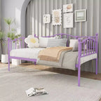 Lit de jour métallique double, Canapé-lits avec support et tête de lit en lattes d'acier, Peu encombrant, Aucun sommier tapissier requis, pour Appartement, Salon, Petits espaces