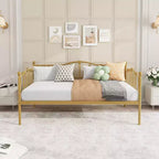 Lit de jour métallique double, Canapé-lits avec support et tête de lit en lattes d'acier, Peu encombrant, Aucun sommier tapissier requis, pour Appartement, Salon, Petits espaces