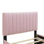 Bellemave Cadre de lit jumeau avec lit gigogne, Cadre de lit rembourré en velours, Lit plateforme rembourré jumeau pour enfants adolescents adultes rose