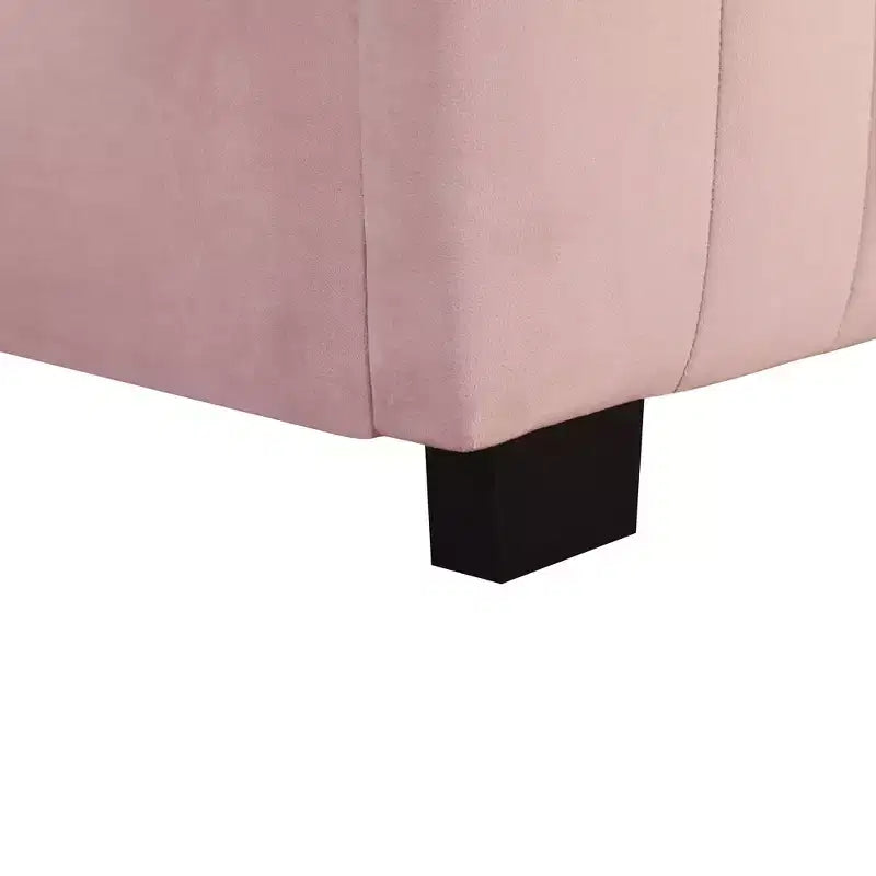Bellemave Cadre de lit jumeau avec lit gigogne, Cadre de lit rembourré en velours, Lit plateforme rembourré jumeau pour enfants adolescents adultes rose