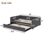 Bellemave Lit de jour double avec lit gigogne, canapé-lit double, lit de repos avec lit gigogne pour adultes, enfants, filles, adolescents, gris
