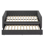 Bellemave Lit de jour double avec lit gigogne, canapé-lit double, lit de repos avec lit gigogne pour adultes, enfants, filles, adolescents, gris