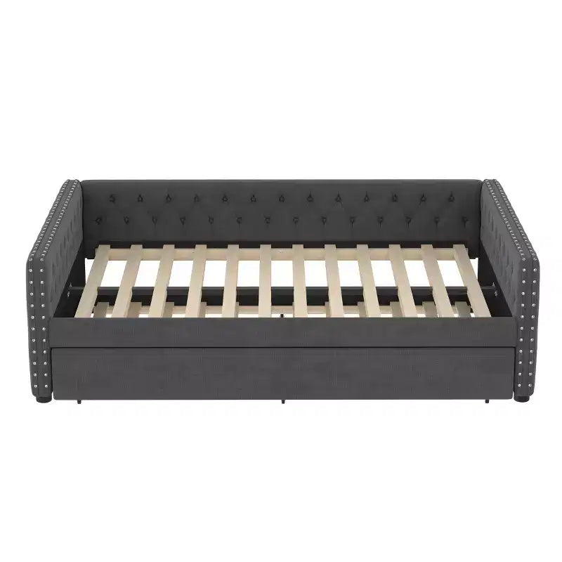 Bellemave Lit de jour double avec lit gigogne, canapé-lit double, lit de repos avec lit gigogne pour adultes, enfants, filles, adolescents, gris