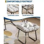 Chaise longue avec repose-pieds, fauteuil à bascule intérieur/extérieur avec pouf et cadre en métal, fauteuil à bascule en rotin en forme d'œuf pour balcon, jardin, porche, chambre à coucher